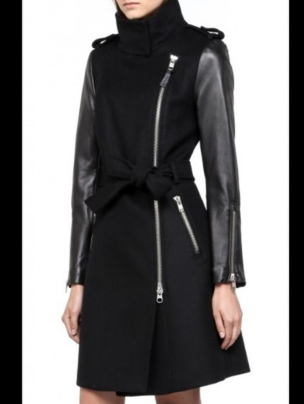 Mackage Dale Wool Leather Sleeve Coat jacket Xxs
